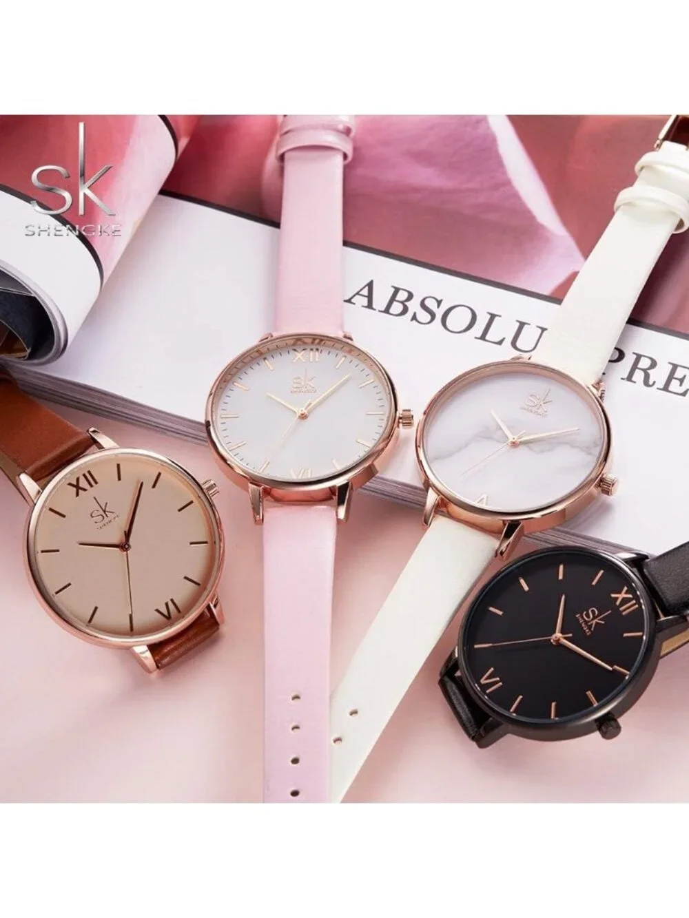 Women's Brown Creative Simplicity Genuine Leather Ladies Elegant Wrist Watches